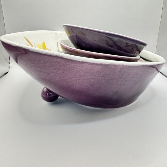 Vintage Mancioli Italian pottery footed bowl with 3 matching small bowls. - Picture 10 of 11